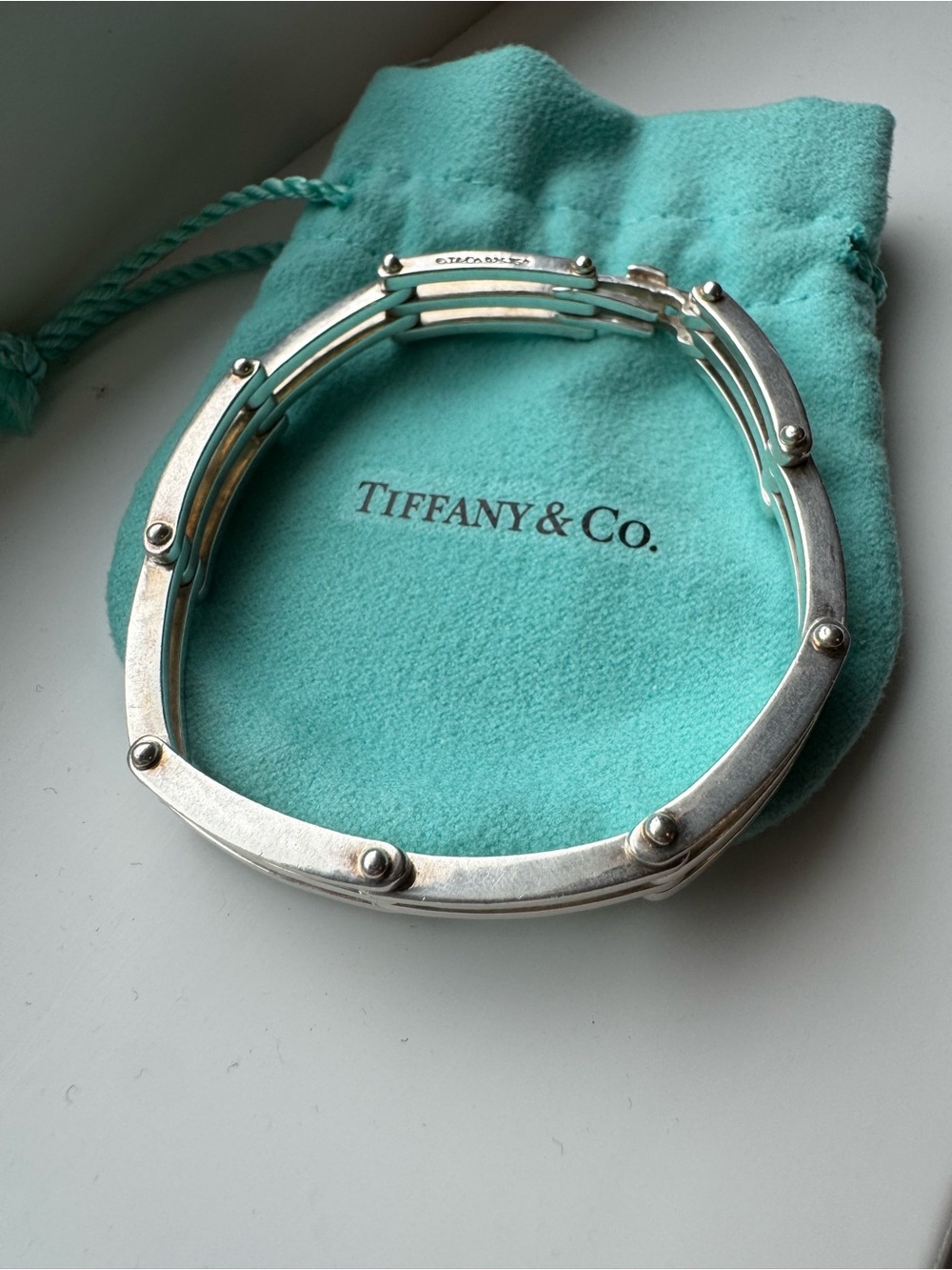 Tiffany & Co. 90’s Gate Link Bangle Bracelet 925 Silver with 18k Gold Accents